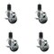 Service Caster 3'' Gray Poly Swivel 1-5/8'' Expanding Stem Caster Set with Brake, 4PK SCC-EX20S314-PPUB-TLB-158-4 - alternate 1